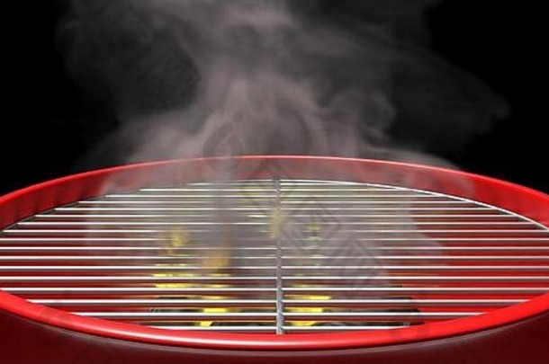 烧烤空炉篦燃烧煤可移植的烧烤食物放置野餐户外烧烤肉食物特写镜头视图插图