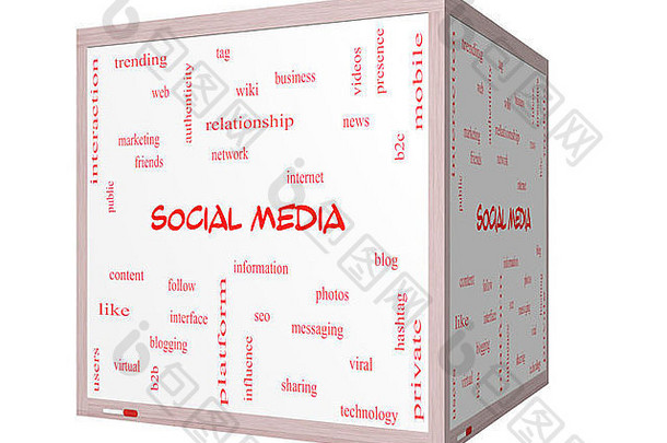 社会媒体词云概念多维数据集白板伟大的条款网络遵循内容
