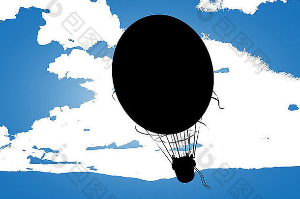 背景插图飞行热空气气球多云的天空