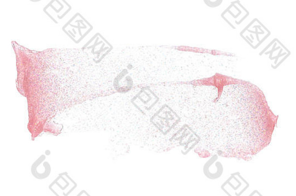 淡粉色笔触和唇彩的纹理，白色背景下的凝胶润滑剂
