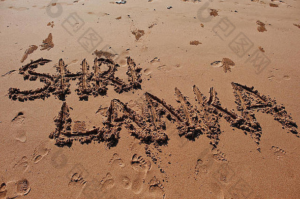 先生斯里兰卡写沙子海滩