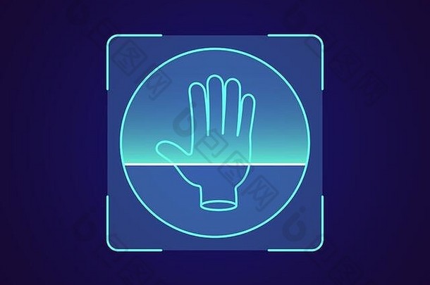 掌纹识别。用于人体手掌的生物特征扫描系统，用于身份识别的全息界面。手持ID技术。系统识别