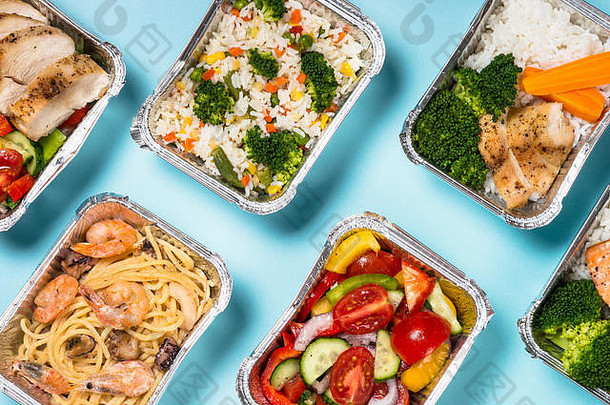 食品配送理念-盒装健康午餐。