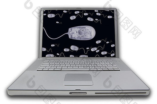 笔记本电脑屏幕显示X射线X射线计算机鼠标图片