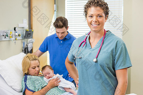 护士站夫妇新生儿婴儿背景