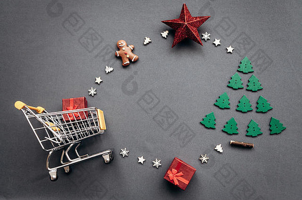 概念上的照片圣诞节销售礼物购物准备一年圣诞节购买礼物