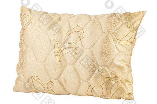 不错的设计织物郁金香花模式枕头孤立的