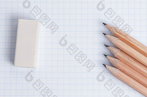 铅笔橡皮擦笔记本页面学校业务背景