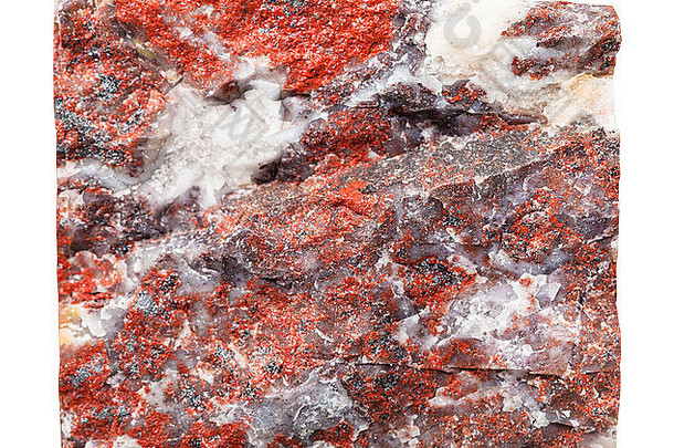 采集天然岩石的宏观拍摄-白色背景上分离的碧玉矿物石