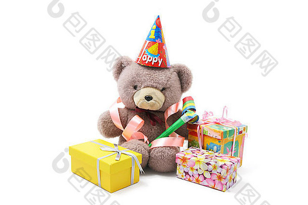 泰迪熊聚会，派对支持礼物盒子