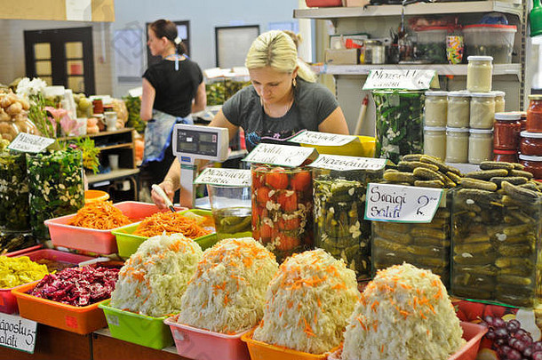 泡菜，里加中央市场（Cealtirgus），拉脱维亚