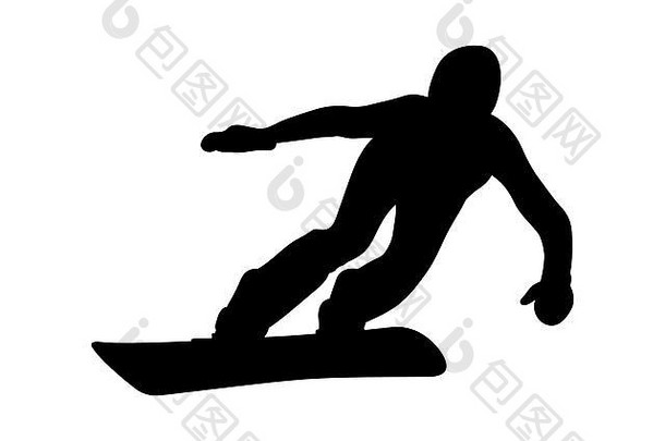 运动员滑雪板下坡滑雪板比赛黑色剪影