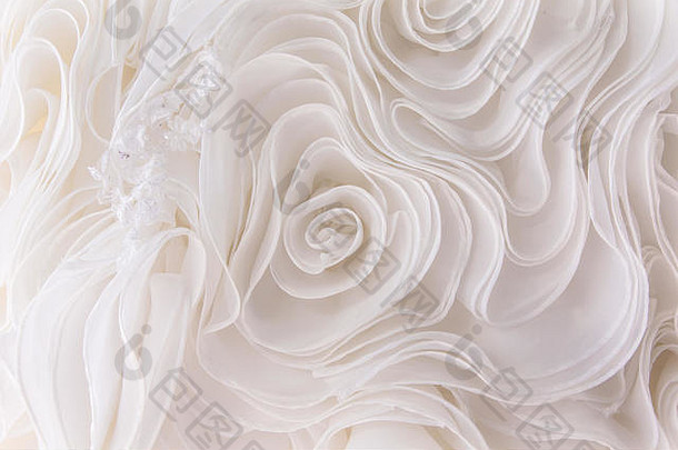 细节新娘衣服织物美丽的刺绣婚礼概念背景插图文本
