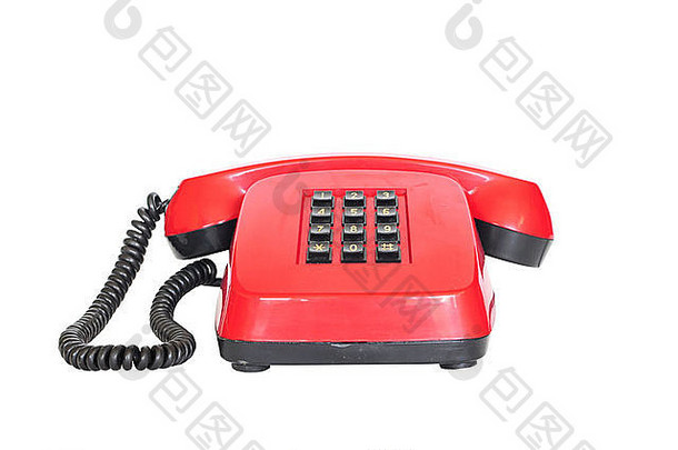 复古的红色的电话按钮