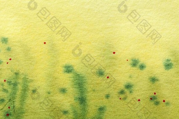 抽象艺术背景浅绿色和橄榄色。画布上黄色渐变的水彩画。带草皮的纸上艺术品碎片