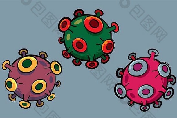 COVID-19病毒，具有多种颜色的选择。