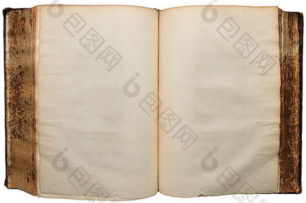 非常古老的书在空白的纸上打开棕色背景