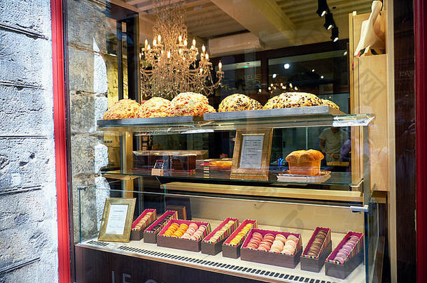 法国糕点商店商店窗口里昂法国