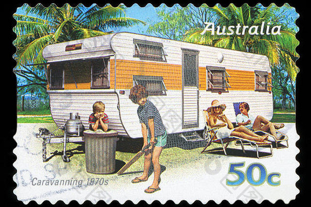 澳大利亚约取消了澳大利亚邮资邮票描绘宿营年约