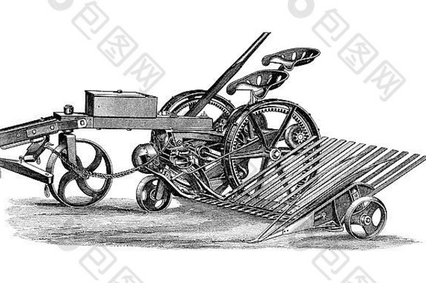 维多利亚时代雕刻割草机收割者数字恢复图像mid-th世纪百科全书