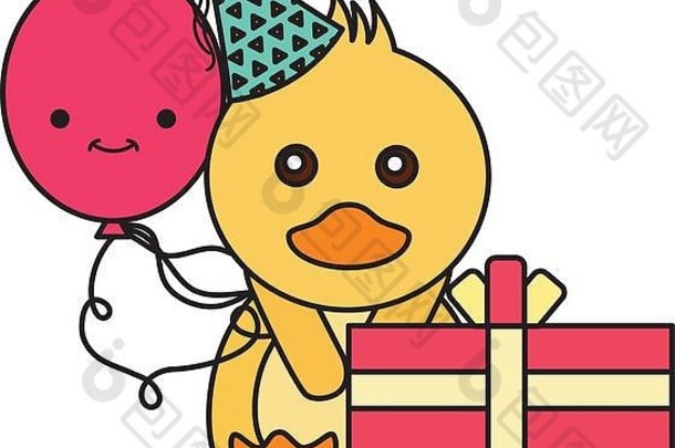 可爱的鸭子生日礼物气球