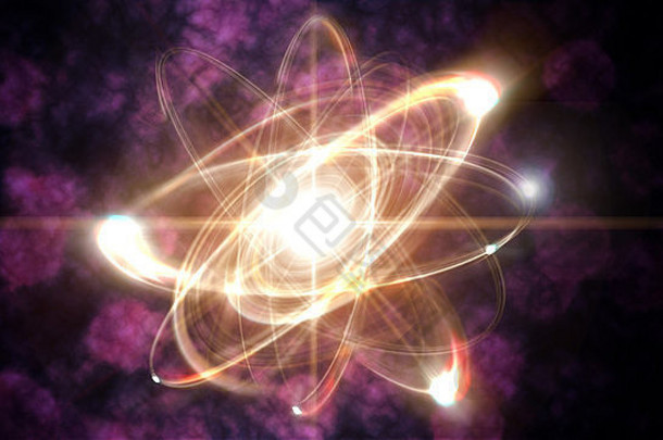 核能图像中原子<strong>粒子</strong>的特写插图