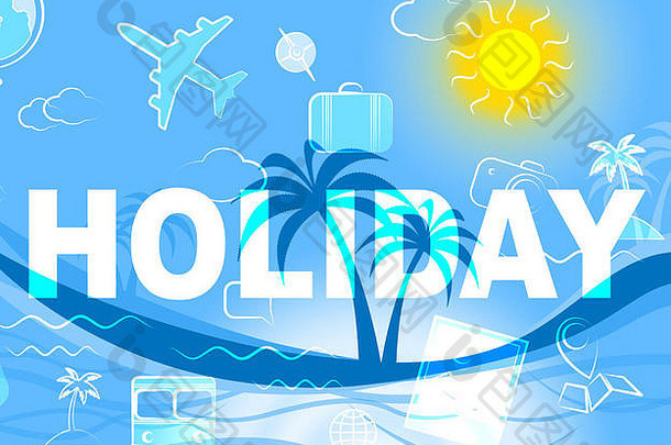 假期图标指示假期旅行度假