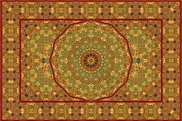 复古阿拉伯图案。波斯色地毯。丰富的装饰面料设计，手工制作，室内装饰，纺织品。