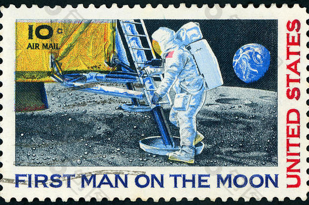 邮资邮票美国男人的着陆月亮阿波罗