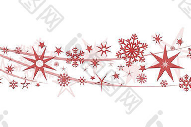 圣诞装饰星星雪花-隔离在白色背景上