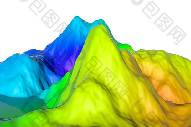 三维飞机彩虹色的颜色渲染