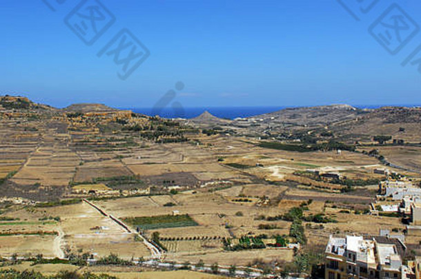 拉巴特，戈佐，马耳他。城堡全景图。