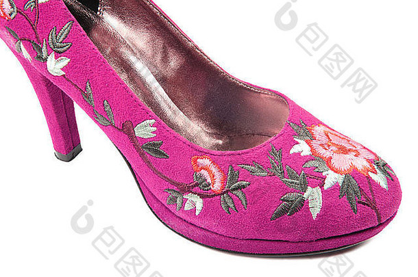 粉红色的花女士们时尚鞋