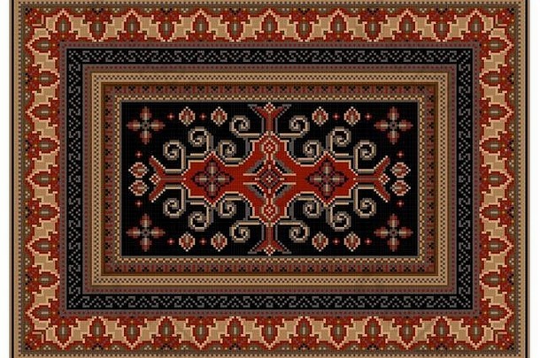 豪华的马特里地毯少数民族饰品黑色的场模式中心