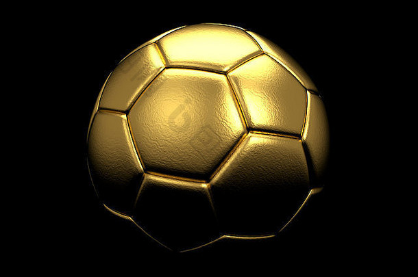 黑色背景上隔离的金色足球