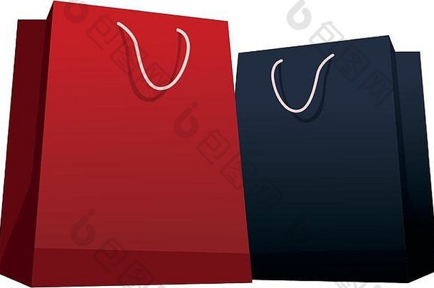 购物袋图标色彩斑斓的设计