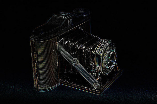一张旧照相机的照片