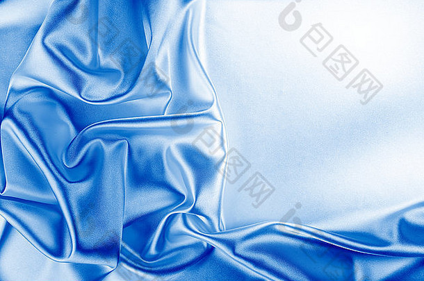 蓝色丝绸织物织物，用于窗帘抽象背景