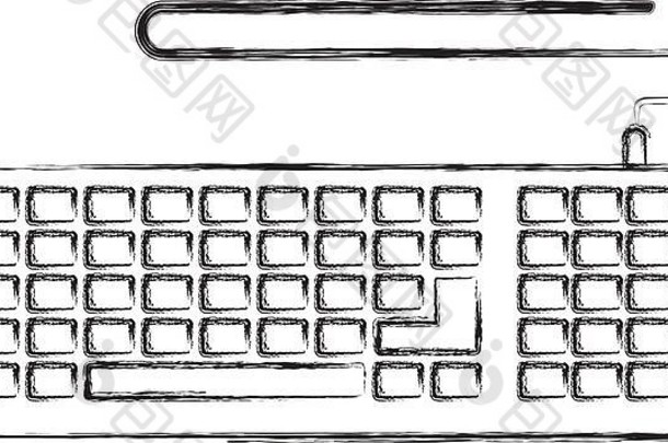单色模糊轮廓电脑键盘