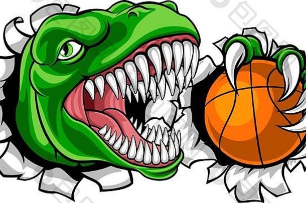 恐龙篮球运动员动物运动吉祥物
