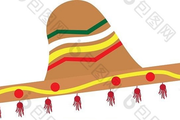 孤立的传统彩色墨西哥帽子图像