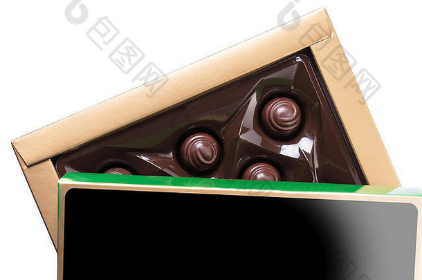 巧克力糖果盒子白色背景