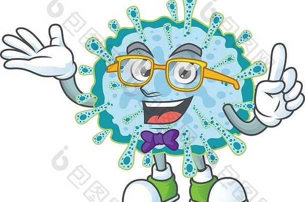 超级有趣的冠状病毒病在书吉祥物设计风格