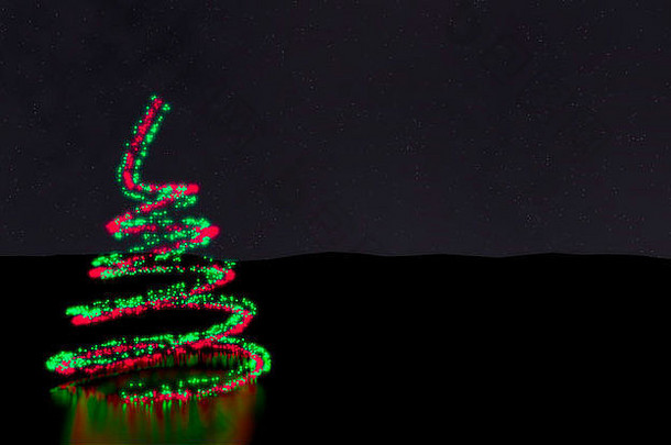 晚上场景圣诞节树使螺旋灯