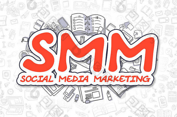 SMM-涂鸦红色铭文。商业概念。