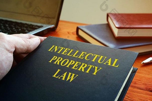律师手里拿着一本知识产权法律书。