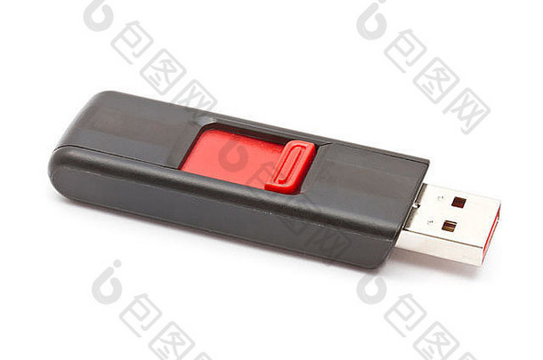 隔离在白色背景上的USB记忆棒