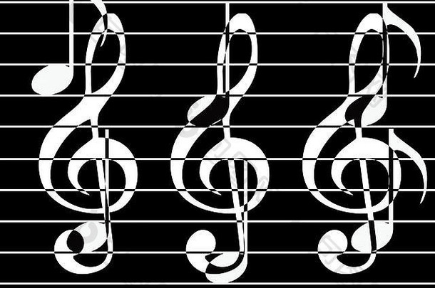 抽象图形的音乐谱号模式与黑白象棋风格的设计。