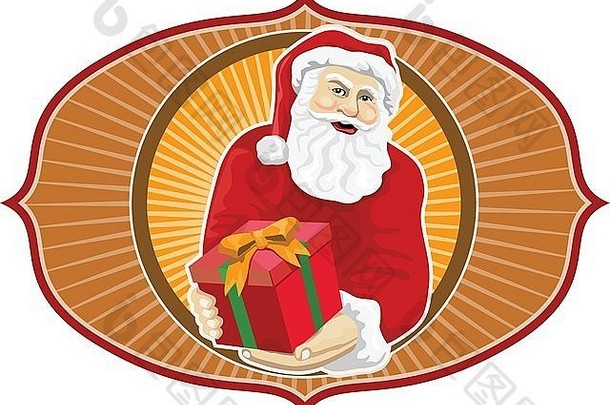 复古的风格插图圣诞老人老人圣尼古拉斯父亲圣诞节将礼物现在孤立的白色背景