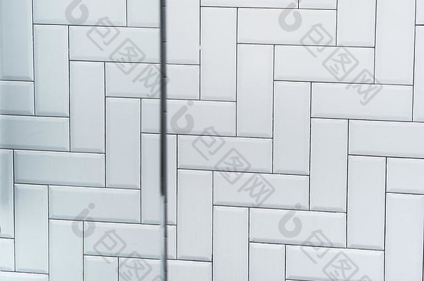 白色陶瓷砖瓷砖墙混合玻璃现代摘要纹理背景